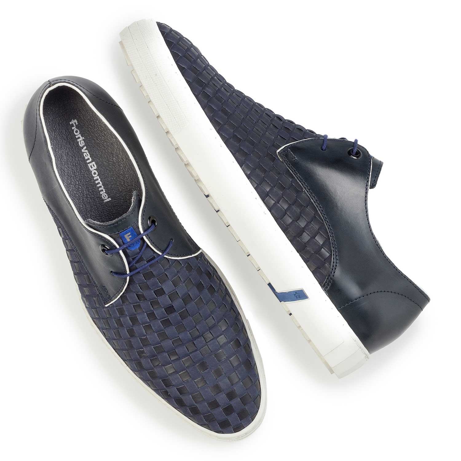 14277/01 - Premium dark blue braided leather lace shoe 14277/01 - Premium dark blue braided leather lace shoe