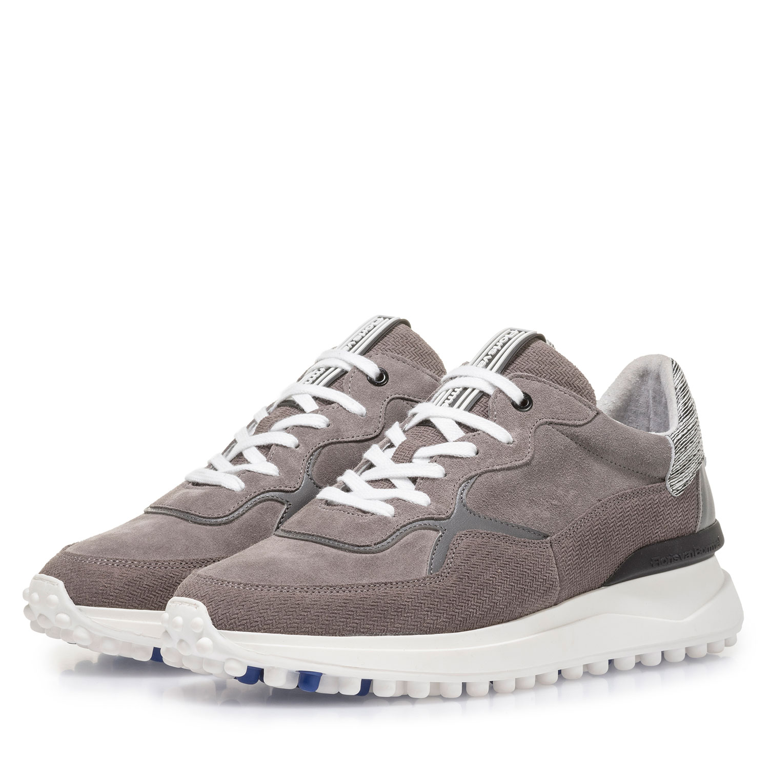 16301/16 - Grijze suède sneaker met print 16301/16 - Grijze suède sneaker met print