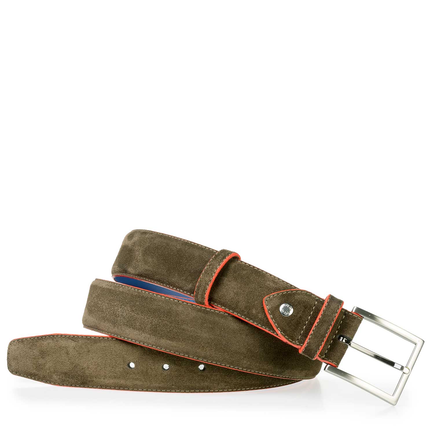 75037/16 - Olive green calf suede leather belt 75037/16 - Olive green calf suede leather belt