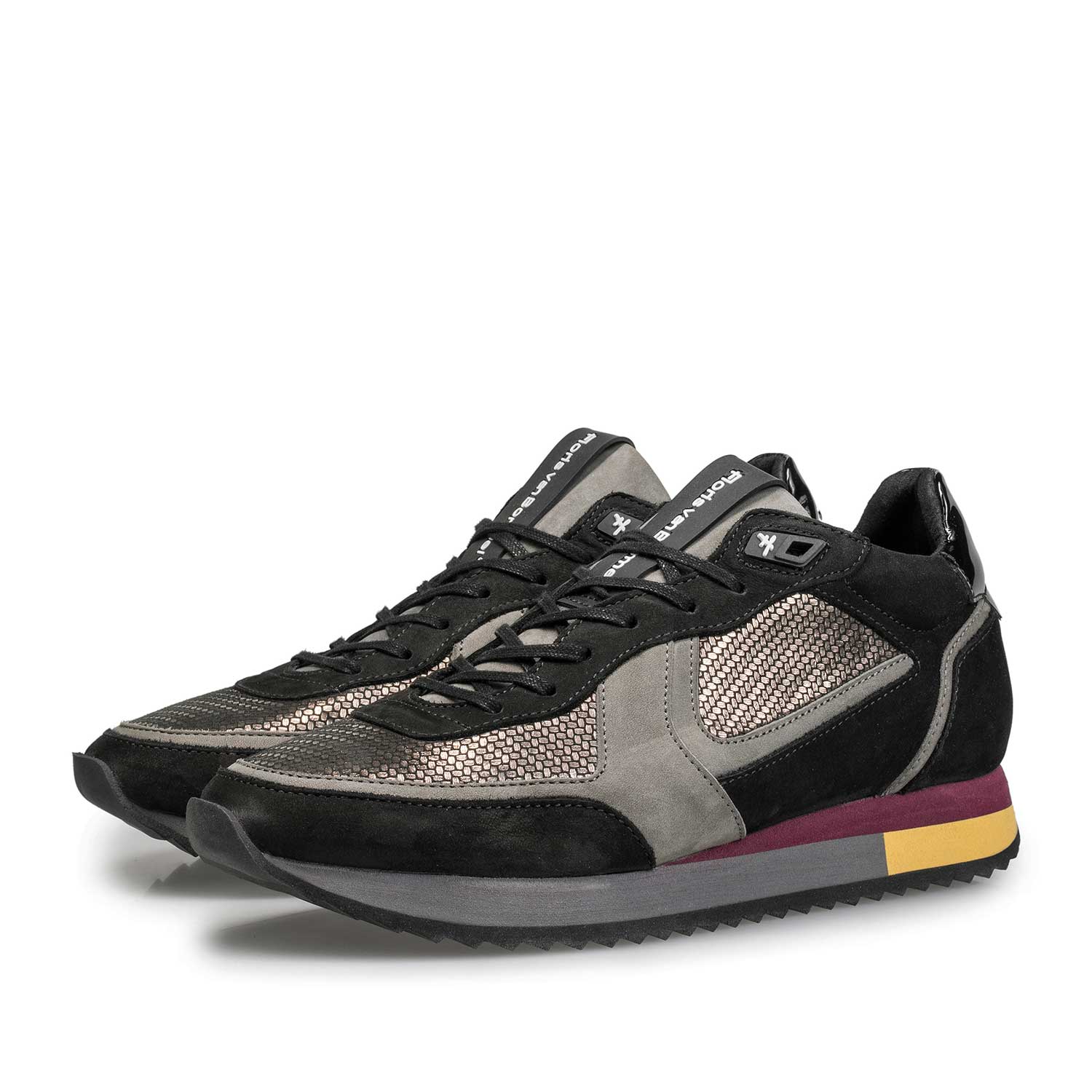 85257/02 - Blauwe leren sneaker met metallicprint 85257/02 - Blauwe leren sneaker met metallicprint