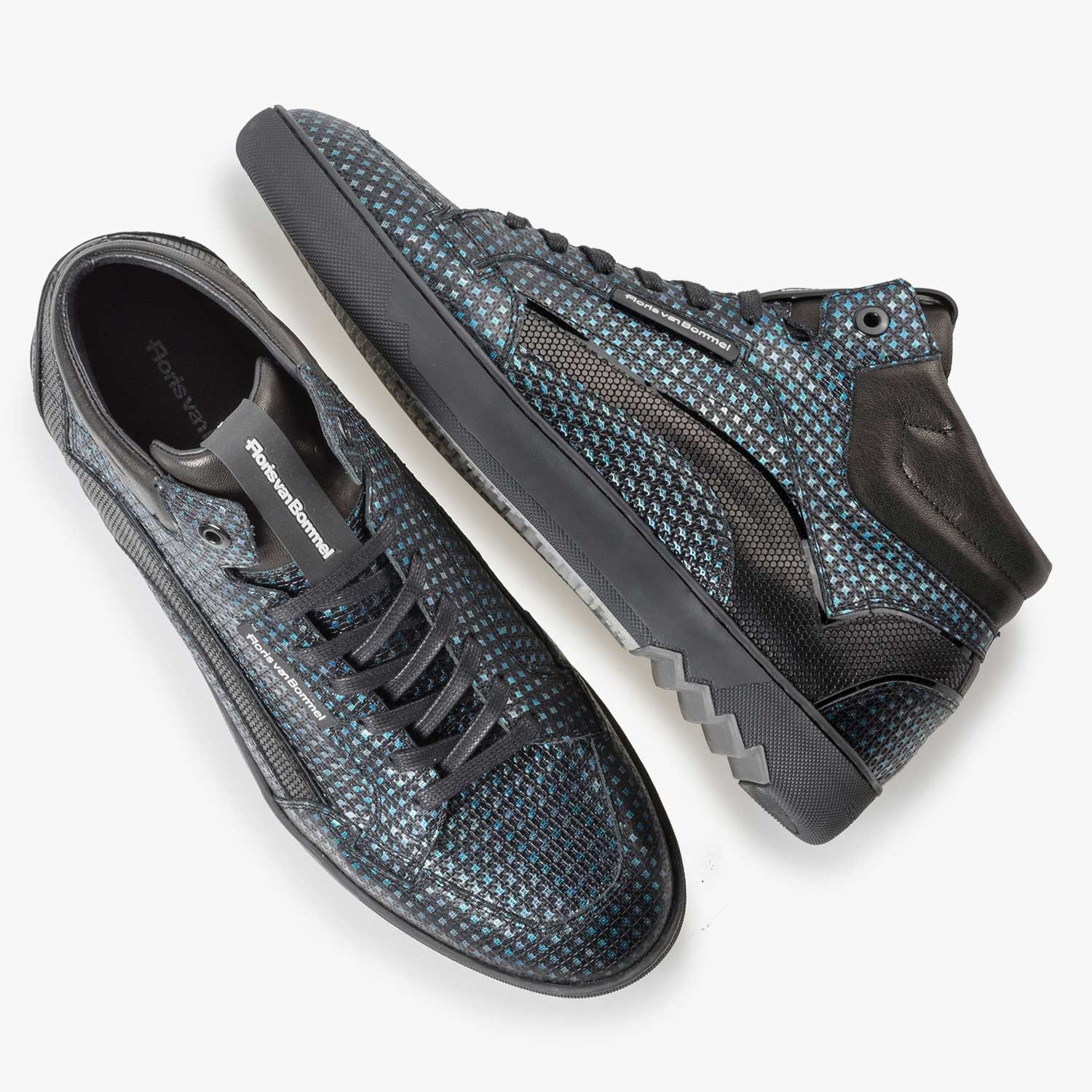 10200/10 - Blauwe sneaker met metallicprint 10200/10 - Blauwe sneaker met metallicprint