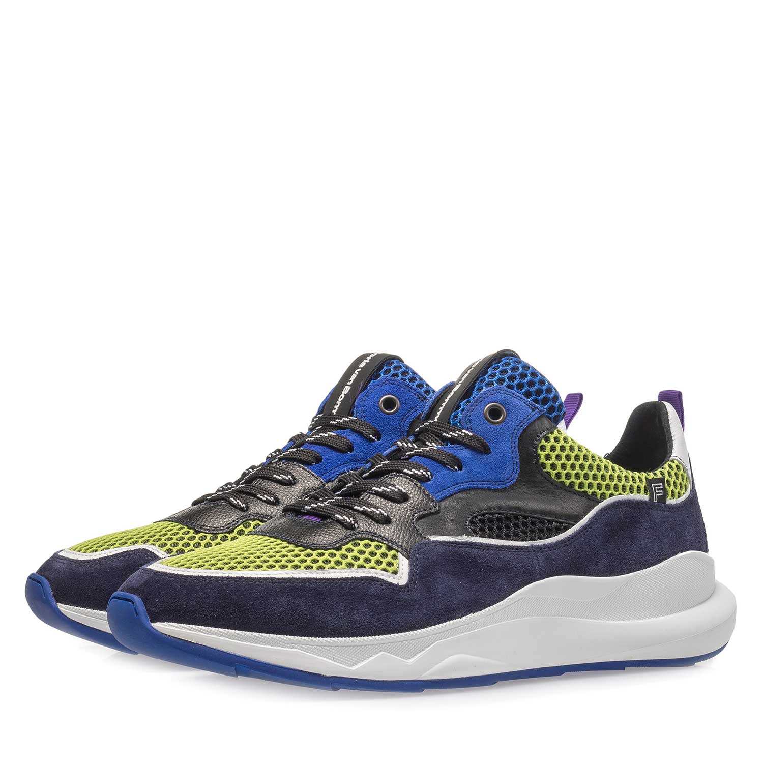 16269/06 - Donkerblauw/multi-color suède sneaker 16269/06 - Donkerblauw/multi-color suède sneaker
