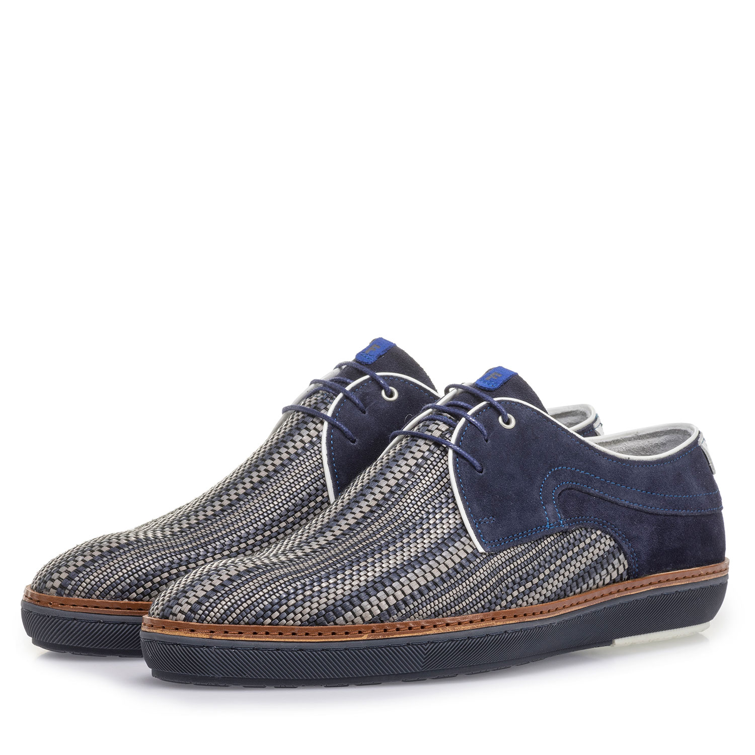14020/34 - Dark blue lace shoe with grey print 14020/34 - Dark blue lace shoe with grey print