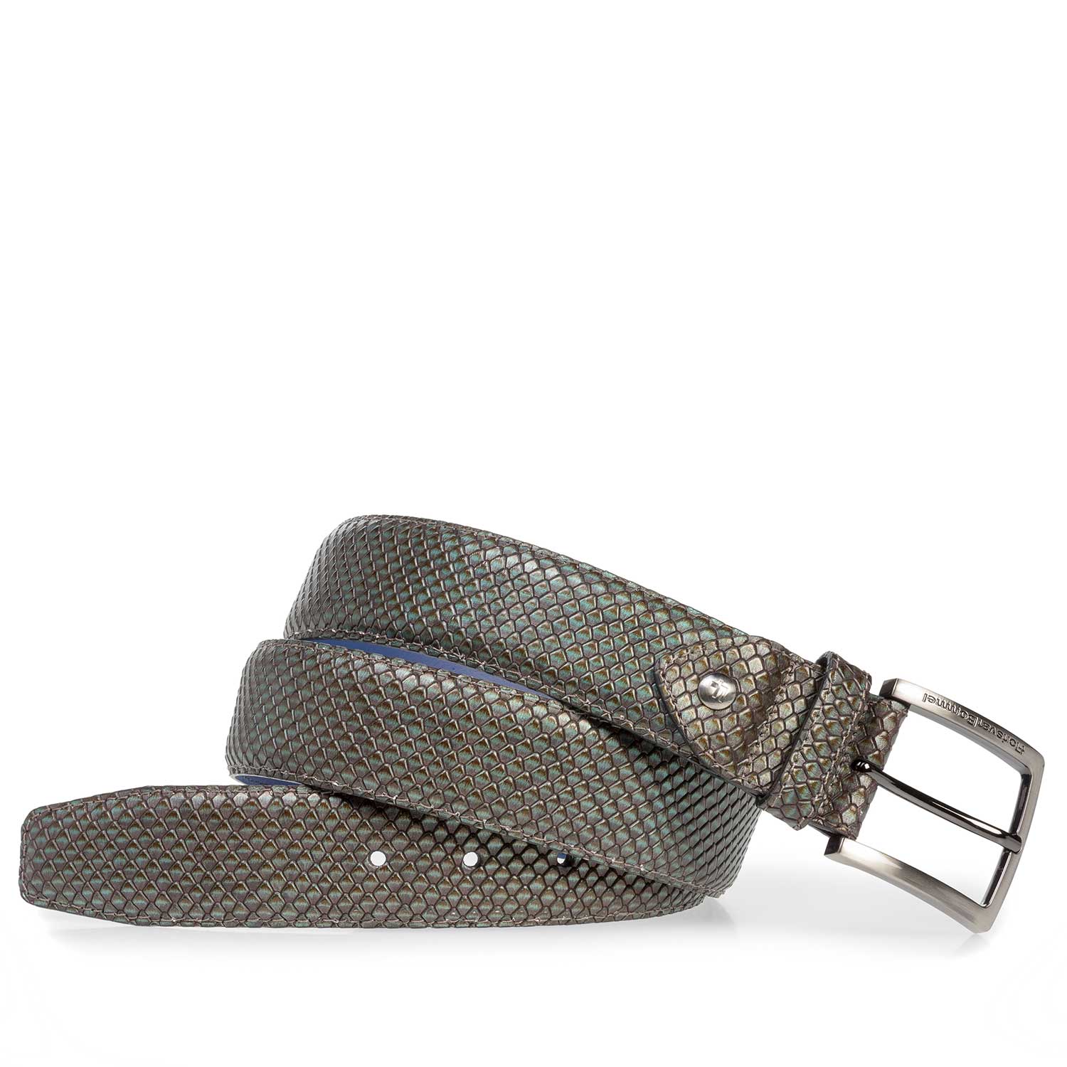 75202/16 - Premium green printed metallic leather belt 75202/16 - Premium green printed metallic leather belt