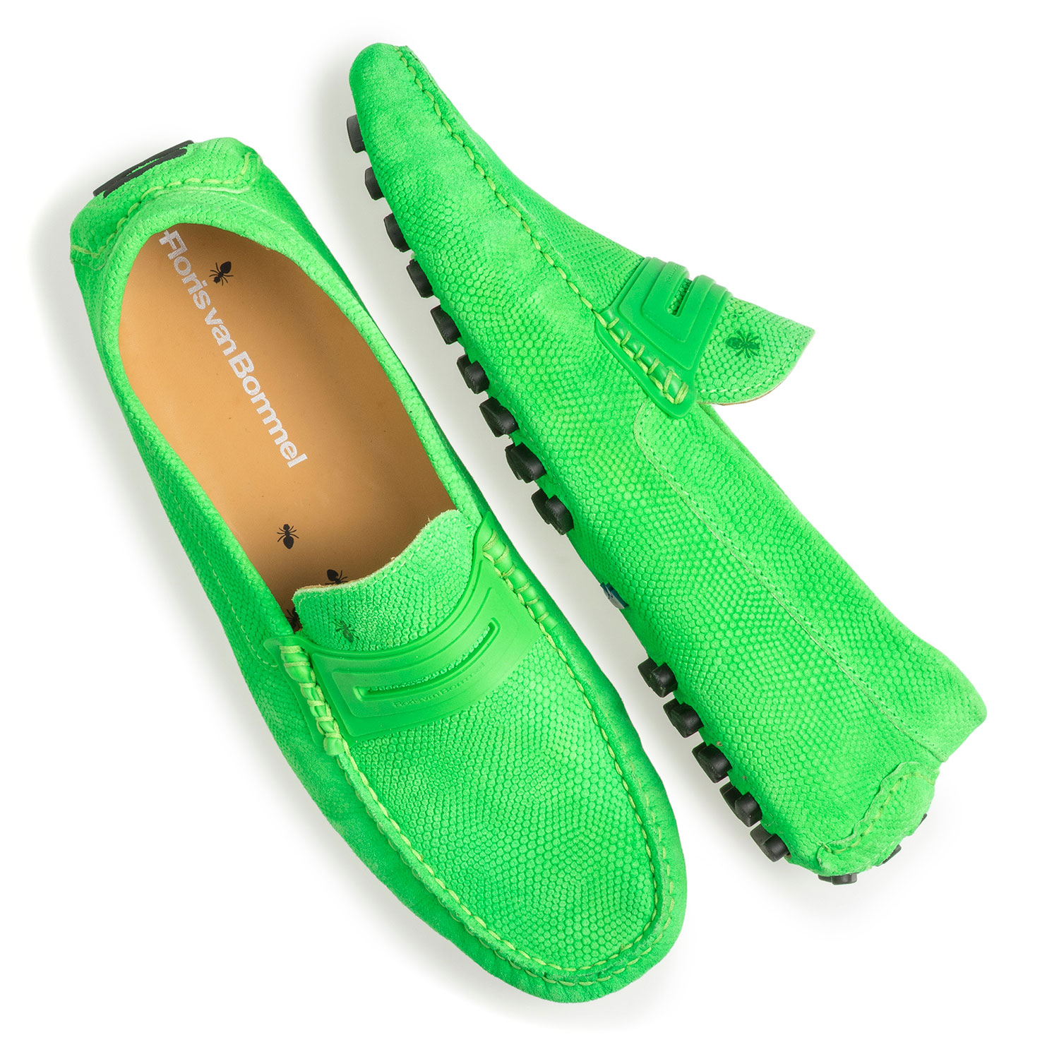 15215/00 - Premium leren mocassin fluor groen 15215/00 - Premium leren mocassin fluor groen