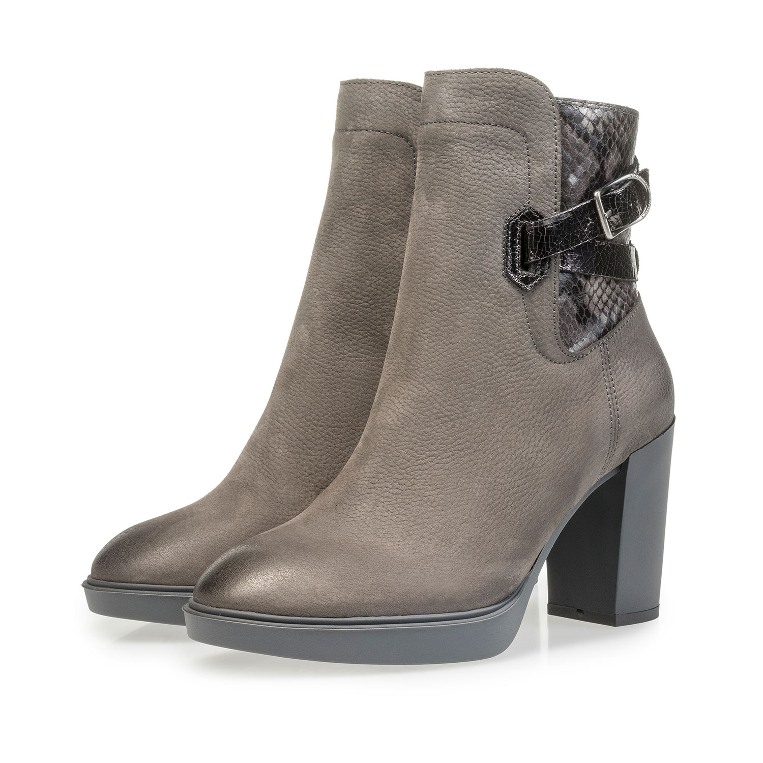 85627/02 - Grey nubuck leather ankle boots with snake print 85627/02 - Grey nubuck leather ankle boots with snake print