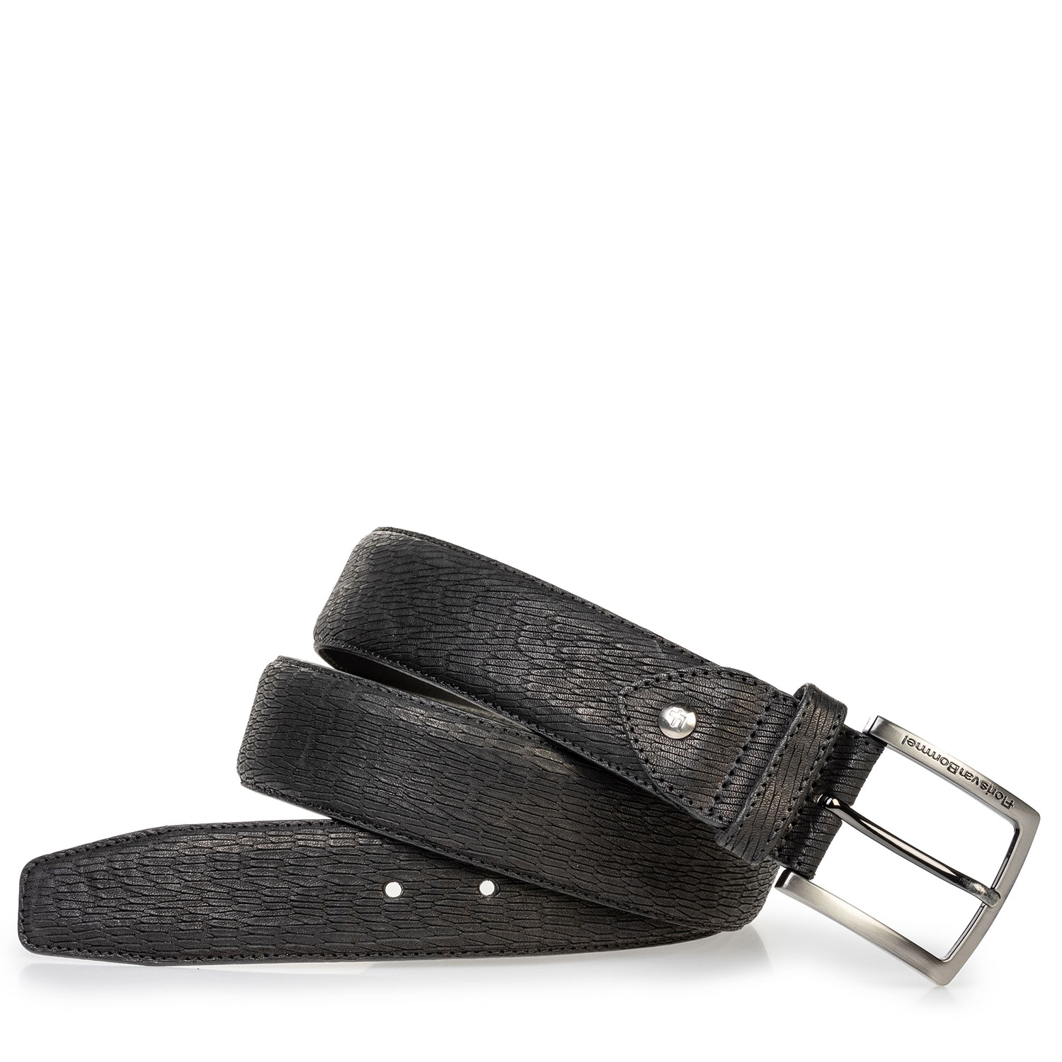 75202/58 - Zwarte riem met print nubuck 75202/58 - Zwarte riem met print nubuck