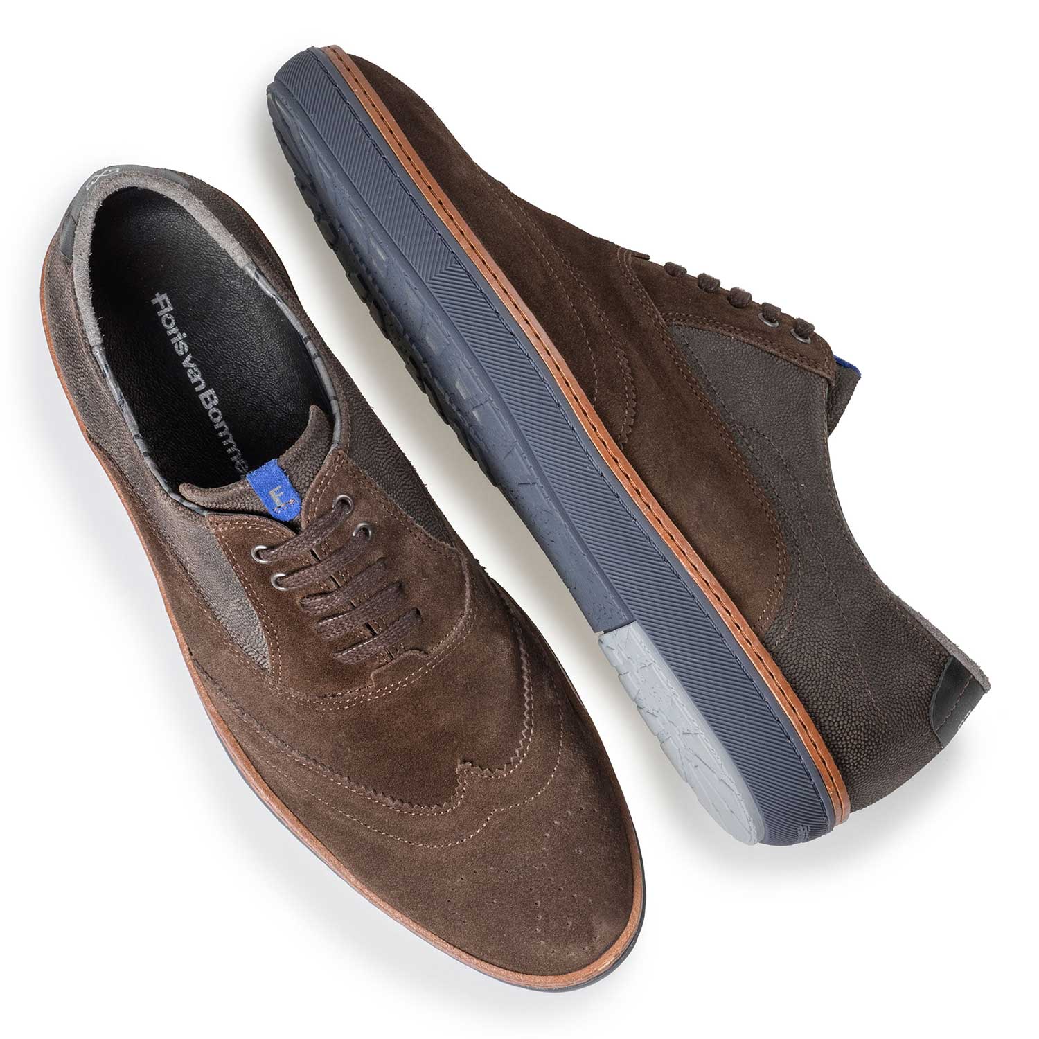 19072/05 - Brown calf’s suede leather brogue sneaker 19072/05 - Brown calf’s suede leather brogue sneaker