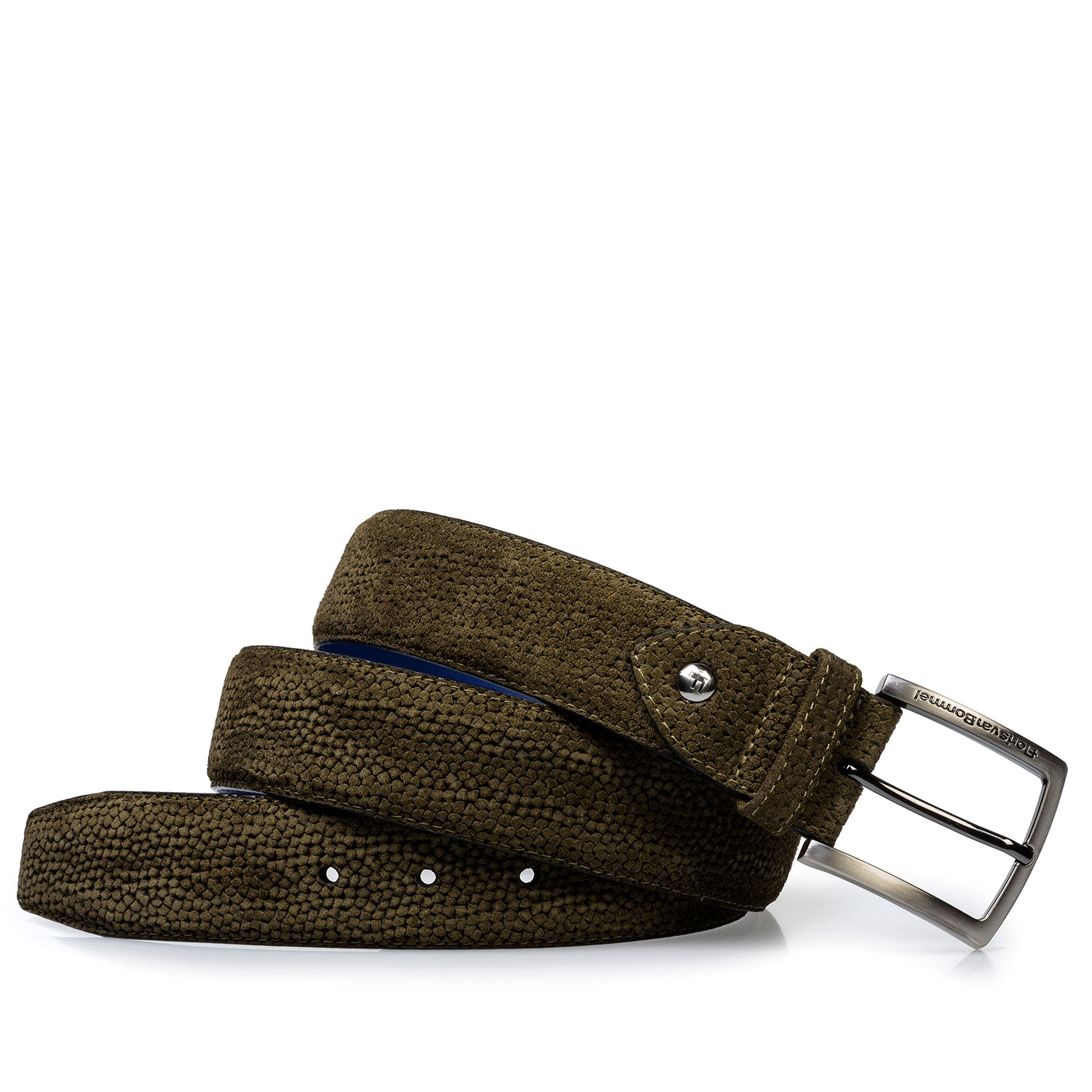 75202/21 - Olive green suede leather belt with print 75202/21 - Olive green suede leather belt with print